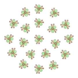 PATIKIL 20PCS Pearl Flower Buttons, Rhinestone Pearl Flower Buttons Embellishments Faux Pearl Rhinestone Buttons Flat Back Brooch for Jewelry Making Crafts Wedding Clothes Bag, Green