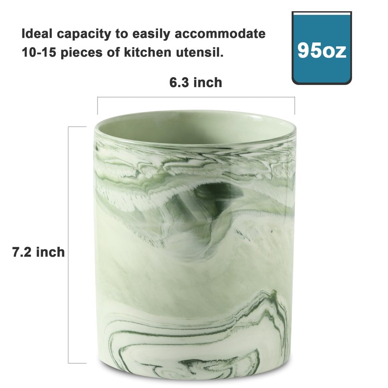 Howise 7.2 inch Large Utensil Holder for Kitchen Counter, Marble