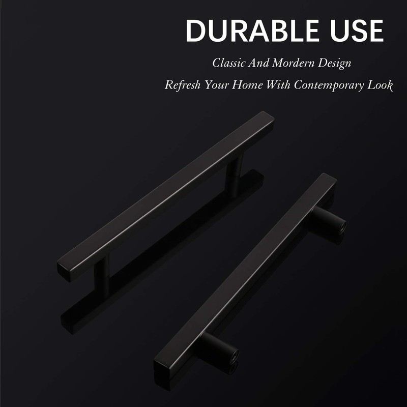KNOBWELL 10 Pack Black Stainless Steel Kitchen Cabinet Door Handles
