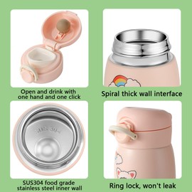 12 oz Mini Water Bottle Small Stainless Steel Thermoses - Insulated Vacuum, Leak Proof, Keeps Drinks Hot/Cold - Ideal for Coffee, beverage, Water - White