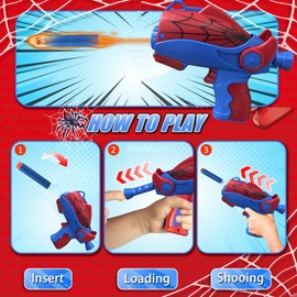 Spider Shooter Toys Galsses Kids Gift, Boys Toys Age 3 4 5 6 7 8 9 10 11 12,Boys Dress Up Accessory,Spider Shooters for Kids, Super Hero Toys Set 2 Kinds Soft Bullets (1Pcs)
