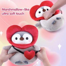ANBOOR 25 cm Love Penguin Soft Toys, Cute Penguin Soft Plush Toy with Lovely Outfit, Stuffed Penguin Plush Animals as Toys for Birthday Parties as Gifts