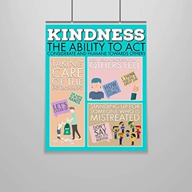 Zap Education Kindness Poster - Character Building - 16 x 20 - Laminated - Growth Mindset - Social Emotional - Moral Intelligence - Classroom Decor - School Counselor - Educator - Virtues - Values