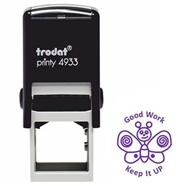 Trodat Printy 4933 Teacher Stamp "Good Work – Keep It Up" – Self Inking, Purple Ink 61689,Black,23mm x 23 mm