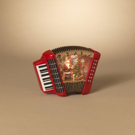 Gerson Battery Operated Lighted Musical Holiday Scene Spinning Water Globe Accordion, 11.3 inch Length