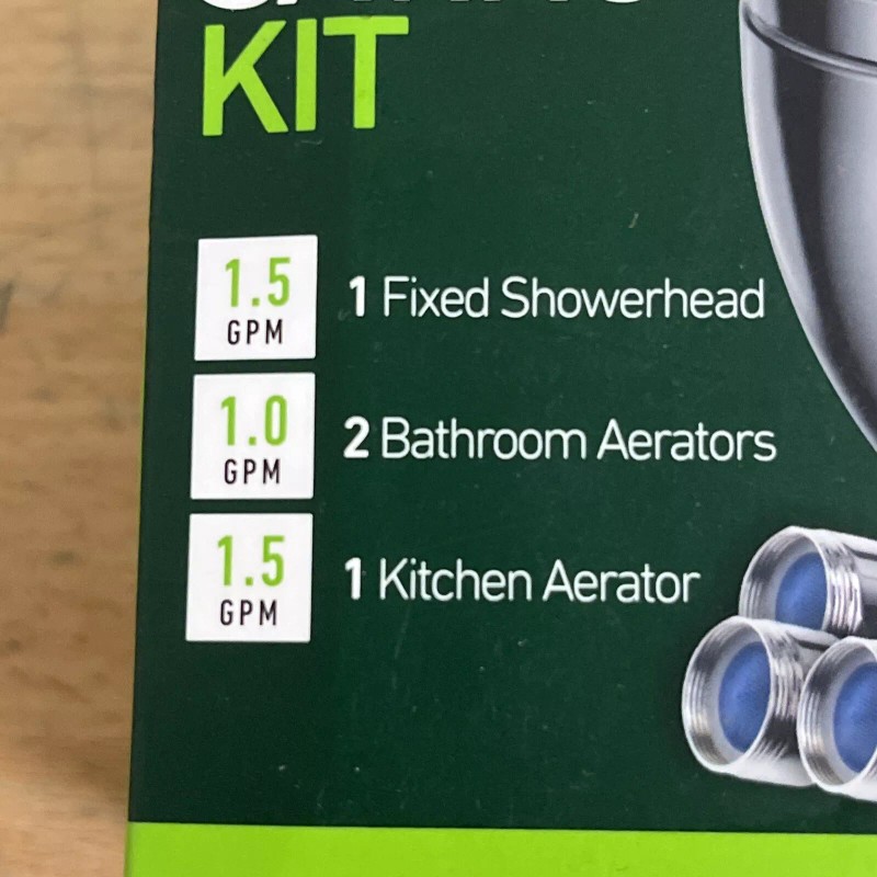 Greenlite Water Saving Kit -1.5GPM Fixed Showerhead and Aerators NEW