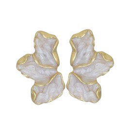 Flower Earrings for Women Colourful Metal Floral Earrings Boho Leaf Stud Earrings Statement Earrings Jewelry Gifts for Girls (White)