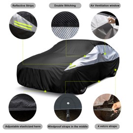 Universal Car Tarp Waterproof All Weather – Heavy Duty Auto Cover for Snow Hail Ice Protector – Outdoor Cars Tarps for Honda Accord,Toyota Corolla - Full Sedan Covers for Automobile Fits Up to 170"