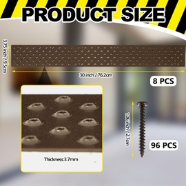 Gisafai 8 Pcs Non Slip Aluminum Stair Treads - 30 x 3.75 Inch Metal Nosing, Powder Coated Anti Slip Outdoor Stair Treads with Carbon Steel Screws, Easy to Install for Wood Ramp Deck Steps (Brown)