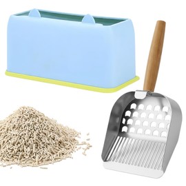 Paletta Raccogli Gatto Lettiera Con Supporto,Palettas Per Lettiera Gatto,Setacciatura Rapida, Paletta Per Gatti In Acciaio Inox,Manico In Legno, Grande E Robusta