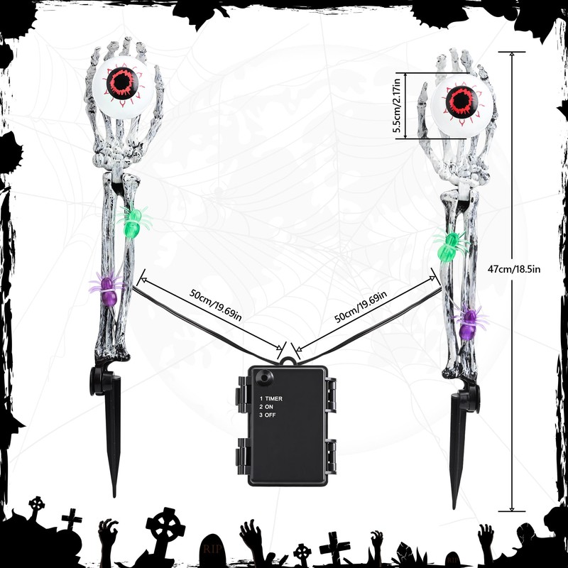 Halloween Decorations Outdoor, 2 Pack Halloween Skeleton Hands Decorations
