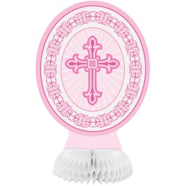 Unique Party 43788 - Mini Honeycomb Radiant Cross Pink Religious Decorations, Pack of 3