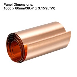 QUARKZMAN Copper Sheet Roll Metal Foil Plate 1000 mm x 80 mm x 0.1 mm Pack of 2
