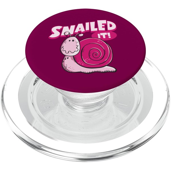 Cute Pink Snail Lover Design Snailed It Pun PopSockets PopGrip