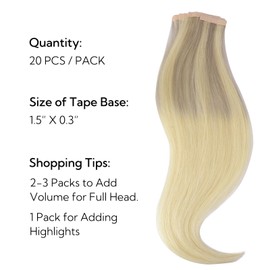 hotbanana Tape in Hair Extensions, 16 Inch Tape in Hair Extensions Human Hair 20pcs 50g Ombre Ash Blonde to Golden Blonde and Platinum Blonde Tape Hair Extensions Straight Remy Human Hair Extensions