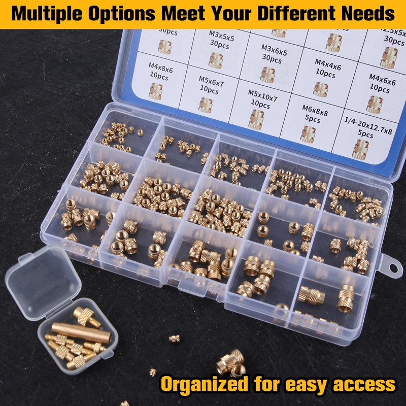 LEONTOOL 307pcs Threaded Inserts Assortment Kit, M2 M2.5 M3 M4