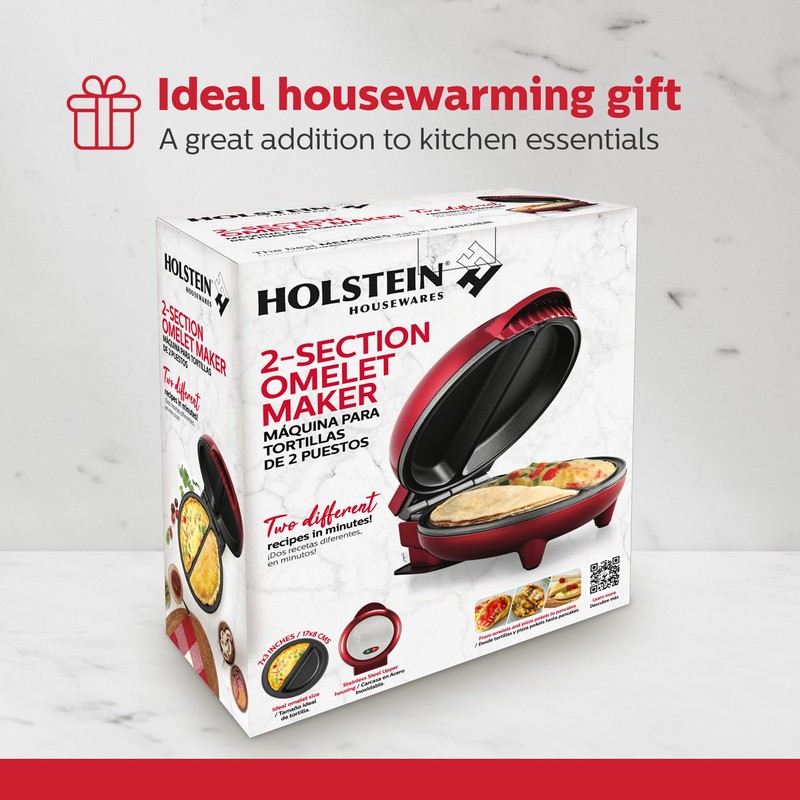 Holstein Housewares Stainless Steel 2 Section Omelet & Frittata Maker,