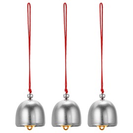 PATIKIL 3 Pcs Wind Chime, Hanging Bells Temple Bells Retro Outdoor Hanging Metal Chinese Wind Chime Round for Outside Garden Camping, Silver Red