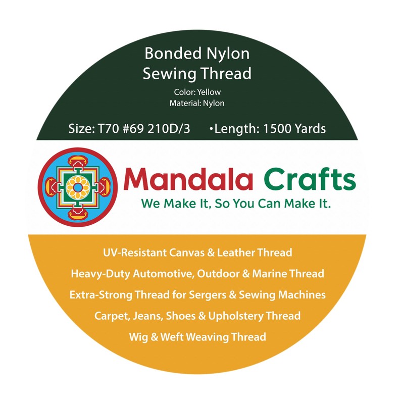 Mandala Crafts Bonded Nylon Sewing Thread, 1500 Yard Size #69