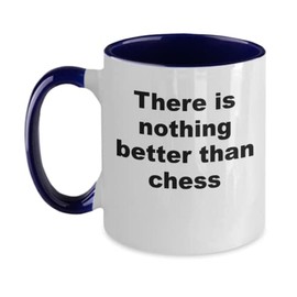 11 Oz White Ceramic Two Tone Chess Mug, Gifts For Chess Lovers and Players