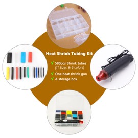Hangjiatool 580 Pcs Heat Shrink Tubing Kit,Mini Heat Gun for Shrink Tubing,300W/392℉ Heat Shrink Gun,2:1 Wire Shrink Wrap Tubing for Wires,Shrink Wrap and Cable Repair.