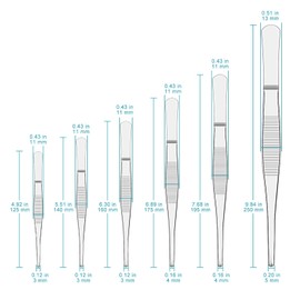 stonylab Precision Flat Tip Tweezers Set, 6 Pieces Stainless Steel Tweezers, 12.5-25 cm Long, Ideal for Laboratory and Precision Work