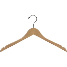 The Great American Hanger Company Wood Top Hanger, Box of 50 Space Saving 17 Inch Flat Wooden Hangers w/Natural Finish & Chrome Swivel Hook & Notches for Shirt Jacket or Dress