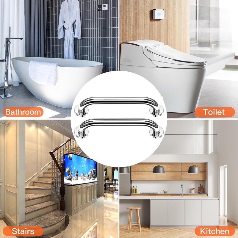 OFKPO 2 Pack Grab Bar Rail for Bathroom, 30cm Curved