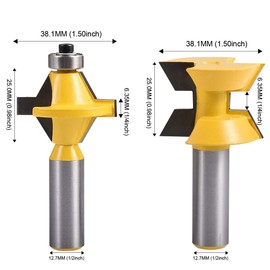HOHXEN 2 Pcs 120 Degree Groove Chisel Cutter Tool, 1/2 Inch Shank Matched Tongue and Groove Router Bit Set with Edge Banding, DIY Woodworking Router Bit Set