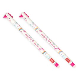 LEGAMI Erasable Gel Pen - Unicorn, Thermosensitive Ink, 0.7 mm Tip Diameter, 15 cm Length, Pink ink (Pack of 2)