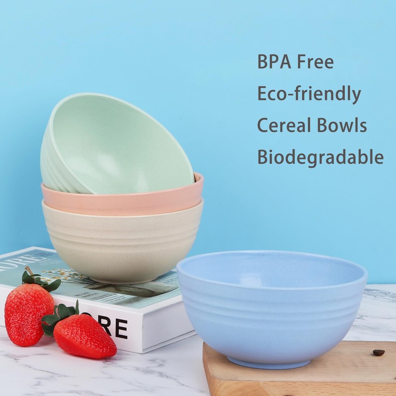MaoMaoCha Unbreakable Cereal Bowls 24 OZ Reusable Wheat Straw Bowl