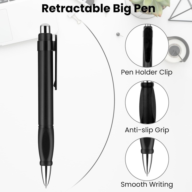 Amabro Extra Large Ballpoint Pens with 3PCS Refills Easy Grip