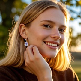 Lavender Earrings 925 Sterling Silver Purple Moonstone Drop Earrings with Leverback Moonstone Jewellery Gifts for Women Mothers Girls, Sterling Silver, No Gemstone