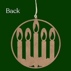 Wooden Advent Wreath Christmas Ornament, Laser Cut Hanging Tree Accessory, Religious Holiday Decor, 3.5 Inches