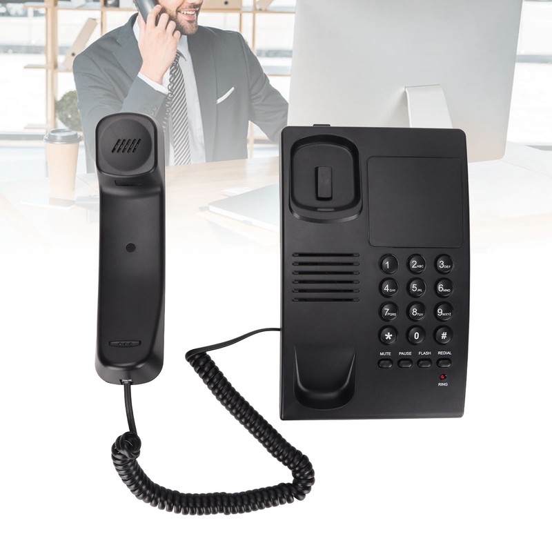 Home Corded Landline LED Indication Bell Mute Hands Free Speed