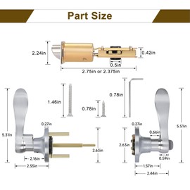 HOSOM 2 Pack Interior Door Handle, Privacy Door Lever Handle, Lever Handles Interior with Lock, Wave Style Keyless Lever for Bedroom and Bathroom, Satin Nickel Door Lock Knob