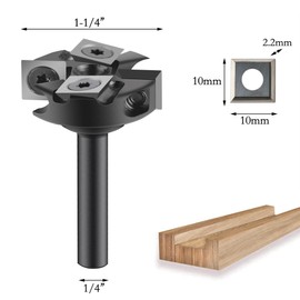 YANSYUAN CNC Spoilboard Surfacing Router Bit 1/4" Shank, 1-1/4" Cutting Diameter,2+2 Flutes Insert Carbide Wood Planer Woodworking Milling Cutter