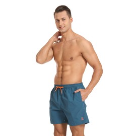 JustSun Men's Swimming Shorts, Quick Drying Board Shorts with Mesh Lining and Adjustable Drawstring, peacock blue, xxl