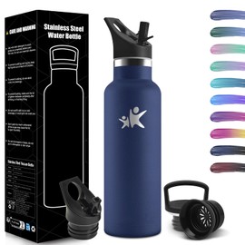 HoneyHolly Stainless Steel Water Bottle, 750 ml, BPA-Free, Thermos Flask, Leak-Proof Insulated Flask, Double Walled, Water Bottle, Water Bottle with Straw, Water Bottle for Sports, Hiking, Office