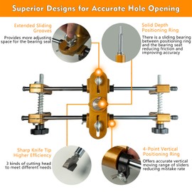Mortise Lock Jig,Door Lock Hole Opener Kit for Wooden Doors,Door Lock Installation Kit Mortising Machine Mortise Jig with 3 Drill Bits,Suitable for Angle Grinder and Electric Hand Drill