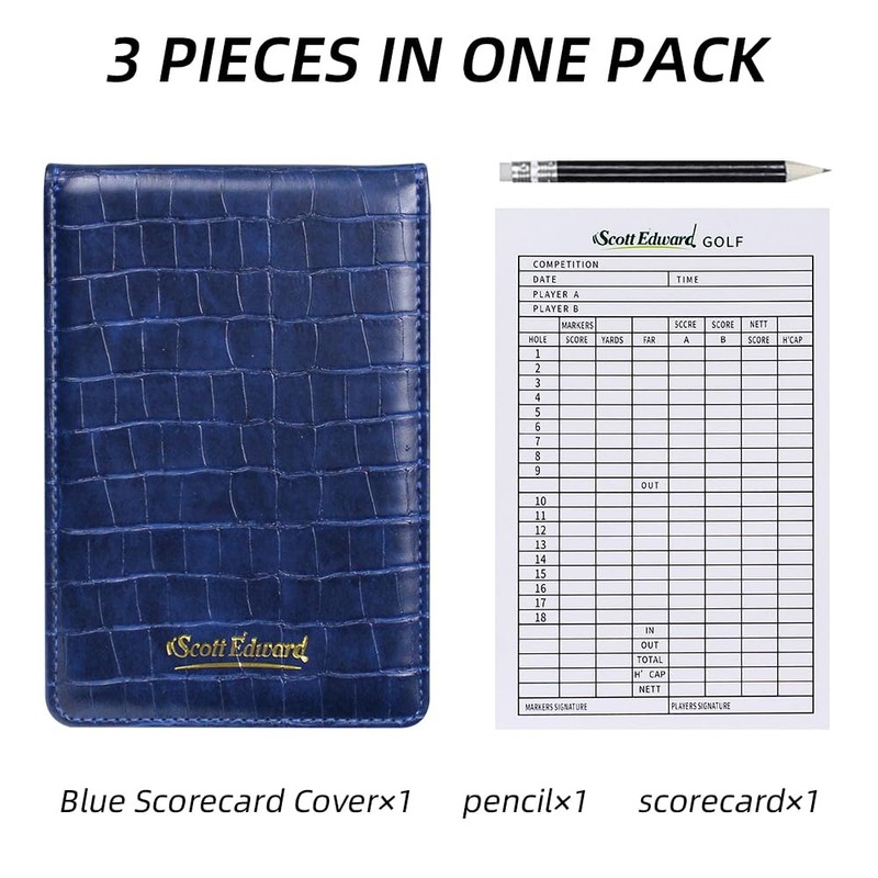 Scott Edward Golf Scorecard Cover Leather Scorecard Holder with Statistics