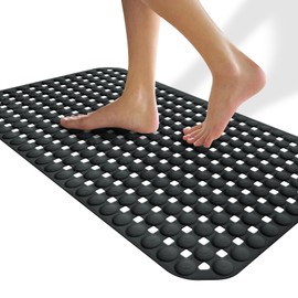 SELIBRE Shower Mats for Inside Shower, TPR with Unique Dot Design Shower Bathtub Mat, Machine Washable and Fast Dry Bath Tub Mat, for Bathroom and SPA, 27'' x 15'' Black