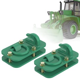 Aprapustec 2 Pack 3/8" Tractor Bucket Hooks with Tie Down Ring - Grade 70 Forged Steel Bolt-On Grab Hook with Backing Plate, Max Load 15,000 lbs, Compatible with Kubota, John Deere, RV, UTV, Truck, Green