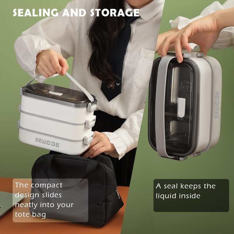 HEWOOH Large Bento Box Adult Lunch Box (74 Oz Large