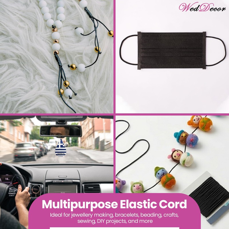 WedDecor Premium 1mm Elastic Cord Beading Cords, Strings & Threads