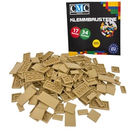 90 Clamping Blocks Tiles Building Blocks 1 x 2 2 x 2 2 x 4 Nubs Compatible Free Choice 34 Colours (094 - Beige)