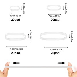 Elastic Bands Heavy Duty 80Pcs Thick rubber bands Natural Strong Money Elastic Bands Wide Rubber Band Stationary Stretchable Bands for Home School Office Workshop Accessories,White（38/50/60/70 * 5mm）