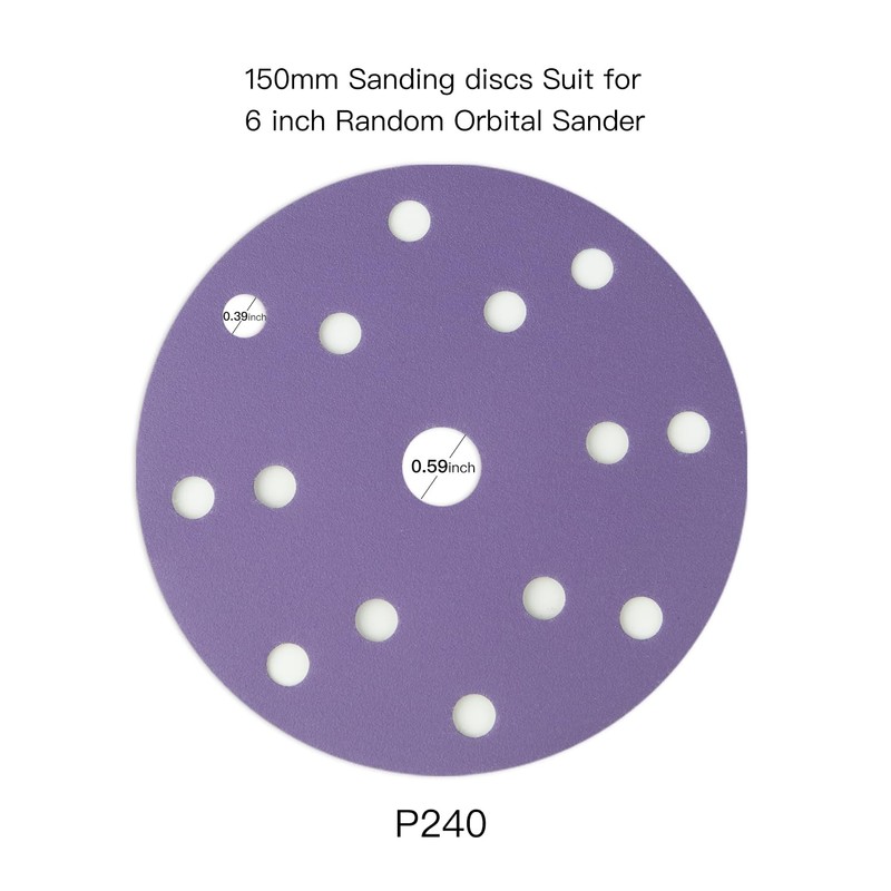 FASTPLUS 100 PCS 150mm 240 Grit Ceramic Sanding Discs, 6