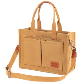 EWSNM Tote Bag for Women Totes Large Laptop Bags with Crossbody Shoulder Gifts For her Mom Teachers Reusable Canvas Travel Handbag - Brown