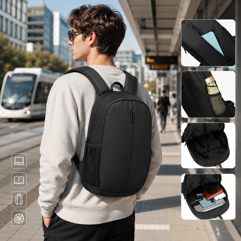 Compact Lightweight Backpack for Daily Use – Multi-Compartment Daypack for
